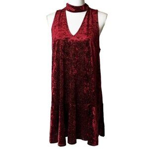 Velvet Glitter V Neck Cutout High Neck Dress Size Large